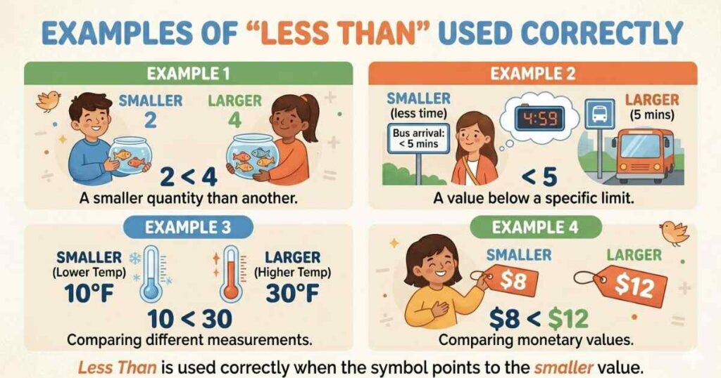 Examples of Less Than Used Correctly