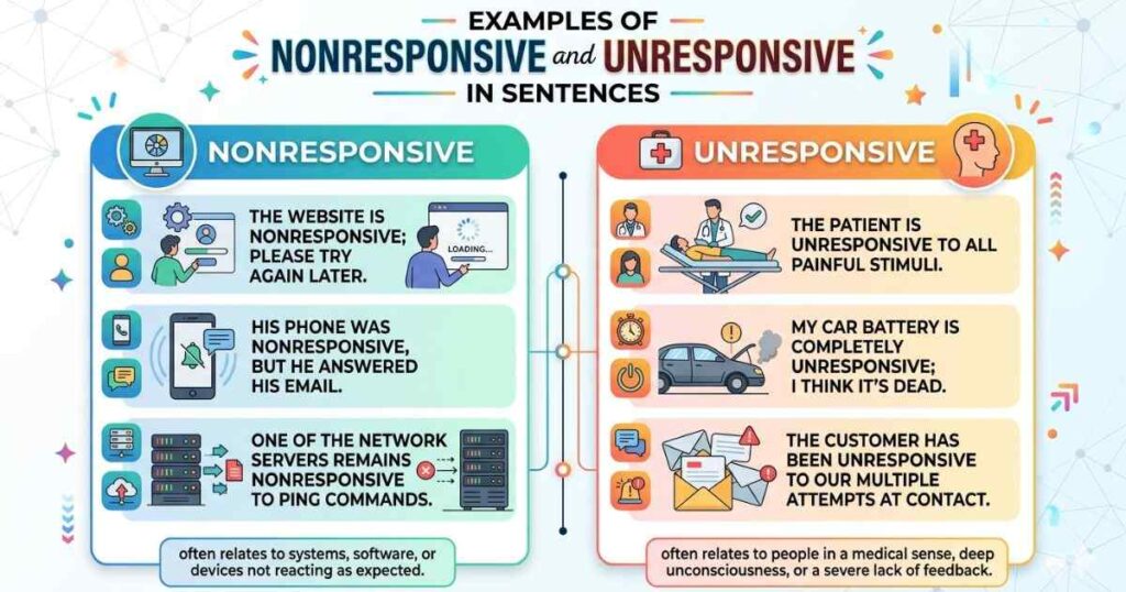 Examples of Nonresponsive and Unresponsive in Sentences