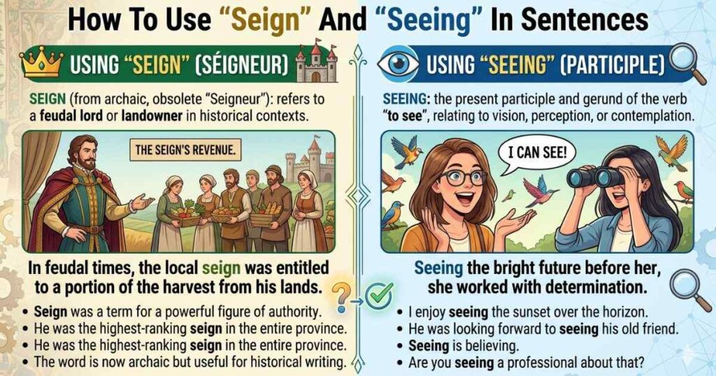 How To Use Seign And Seeing In Sentences