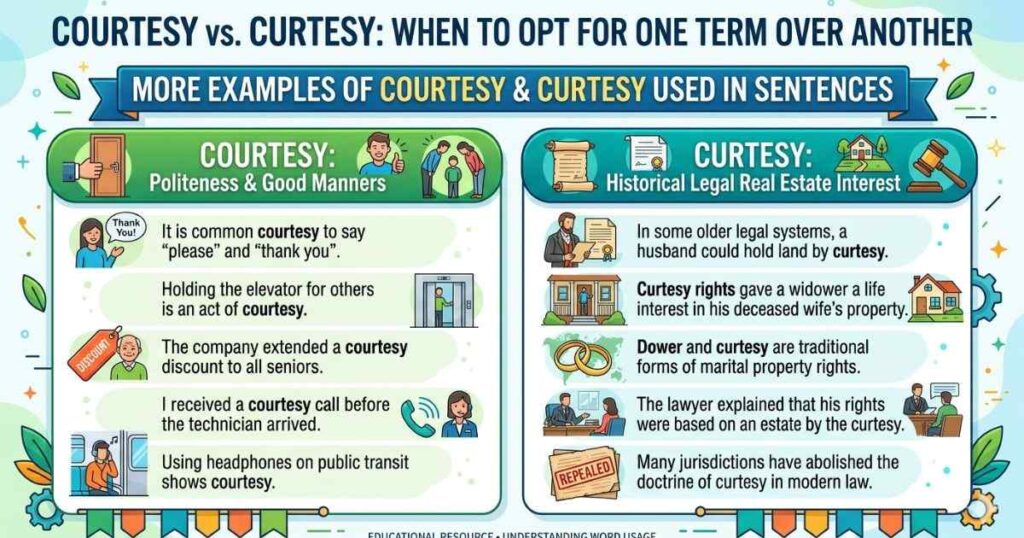 More Examples Of Courtesy & Curtesy Used In Sentences