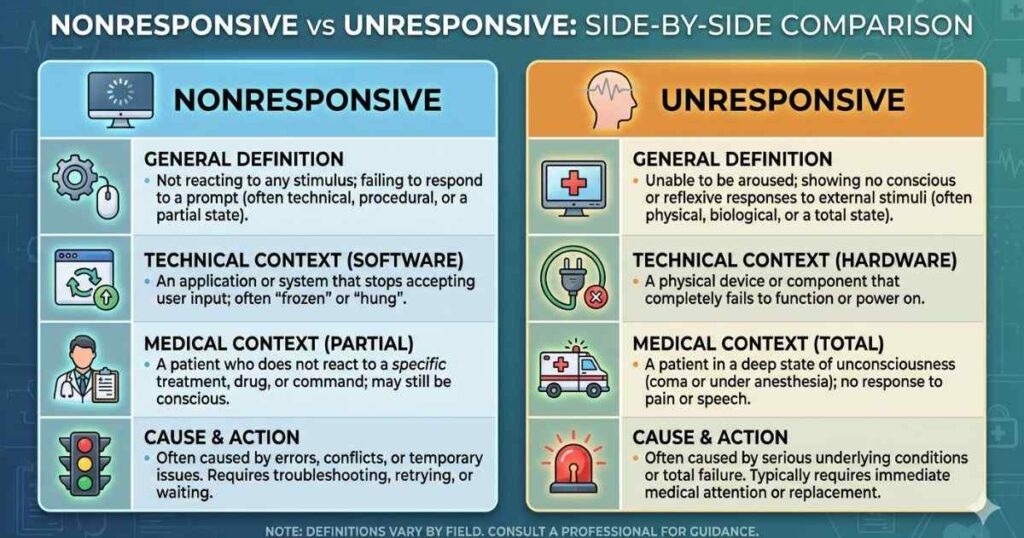 Nonresponsive vs Unresponsive Side-by-Side Comparison