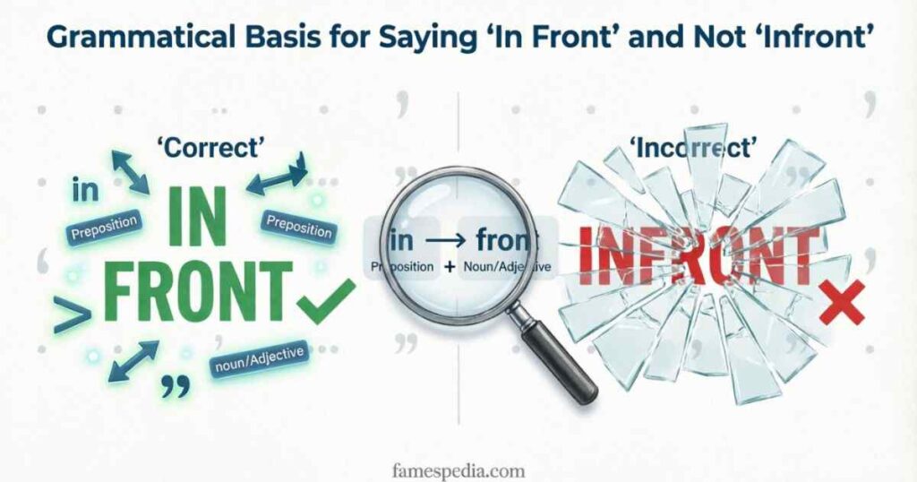 Grammatical Basis for Saying In Front and Not Infront
