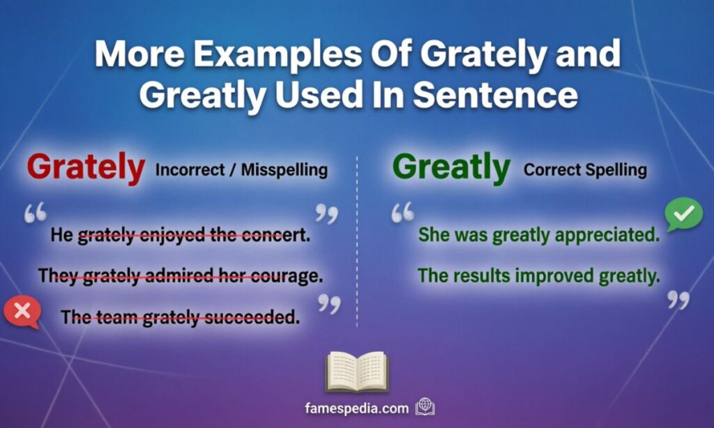 More Examples Of Grately and Greatly Used In Sentences