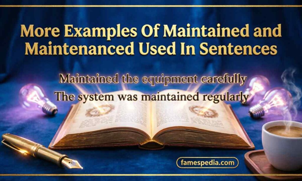 More Examples Of Maintained and Maintenanced Used In Sentences