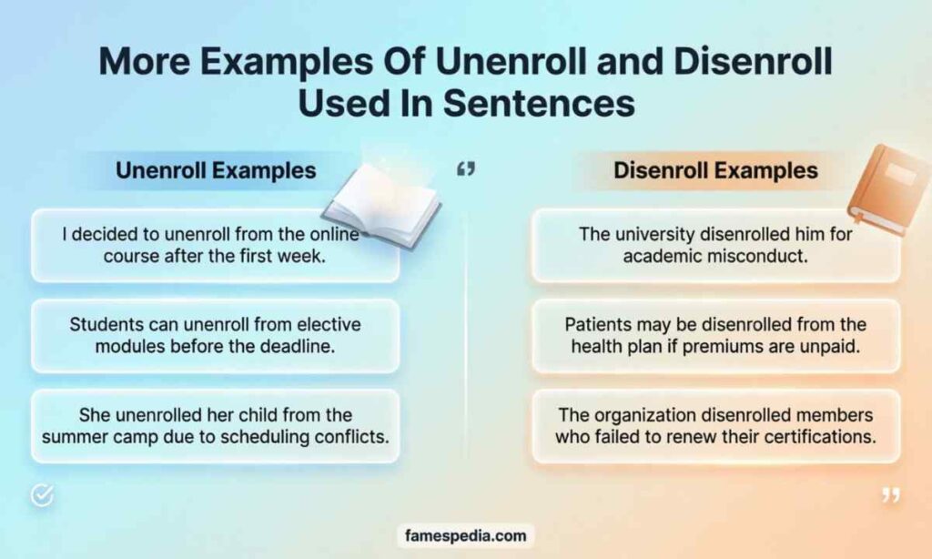 More Examples Of Unenroll and Disenroll Used In Sentences
