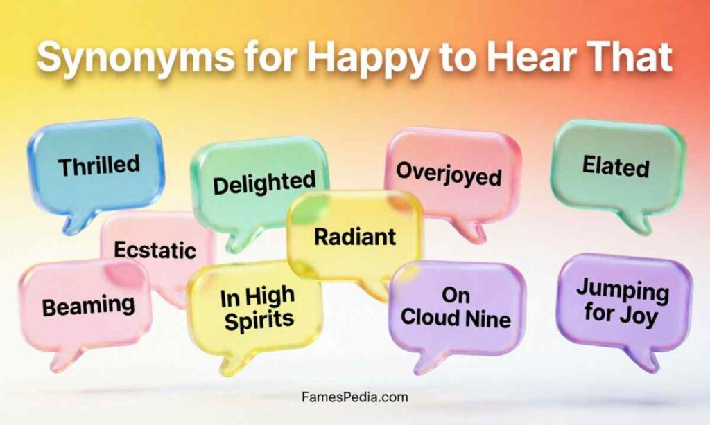 Synonyms for Happy to Hear That